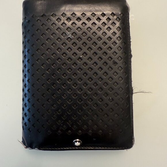 🖤 Montblanc Men’s Black Leather Trifold Wallet | Vintage Textured Design 🖤 - Picture 1 of 6